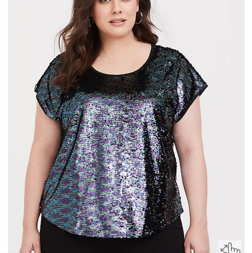 Torrid Flip Sequin Dolman Sleeve Top